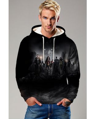 Justice League Hoodie – Epic Monochrome Showdown