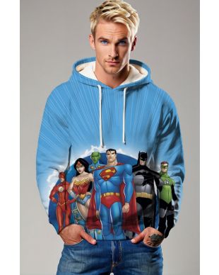 Justice League Animated Hoodie – Blue Power Line-Up