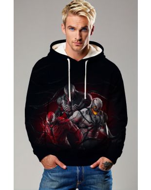 Venom & Symbiotes Dark Red & Black Marvel Design Pullover Hoodie