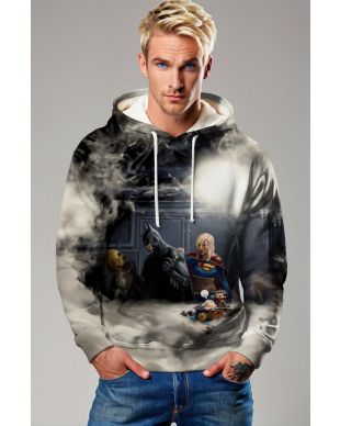 Batman and Supergirl Dark Smoke DC Heroes Design Pullover Hoodie