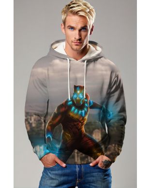 Black Panther Vibranium Charge City Run Marvel Design Pullover Hoodie