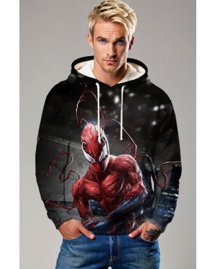 Carnage Symbiote Red & Black Night Battle Marvel Pullover Hoodie