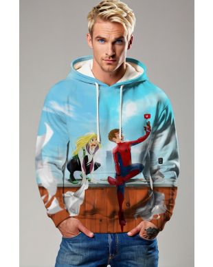 Spider-Man & Spider-Gwen Rooftop Selfie Pullover Hoodie