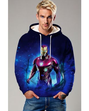 Iron Man Quantum Armor Blue Glow Pullover Hoodie