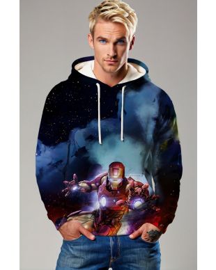 Iron Man Cosmic Battle Scene Pullover Hoodie