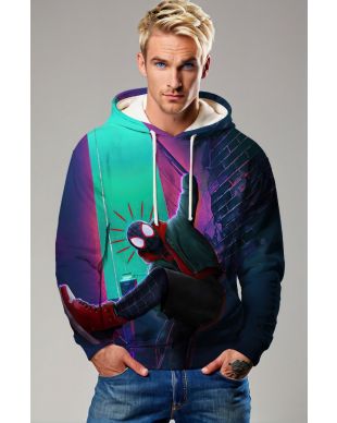 Miles Morales Neon Street Style Pullover Hoodie
