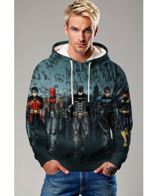Dark Vigilantes Alliance Hoodie – Deep Gray Batman Crew Pullover