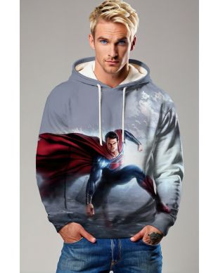 Steel Resolve – Light Grey Superman Hoodie