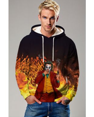 Joker Chaos Ignited Hoodie – Fire Graffiti Red & Yellow Pullover