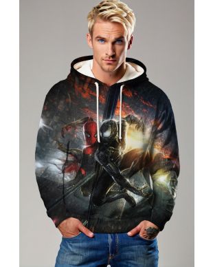 Spider-Man vs Venom Clash Hoodie – Black Red Hero Battle Pullover