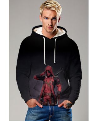 Crimson Salute Hoodie – Red & Black Deadpool Tribute Pullover
