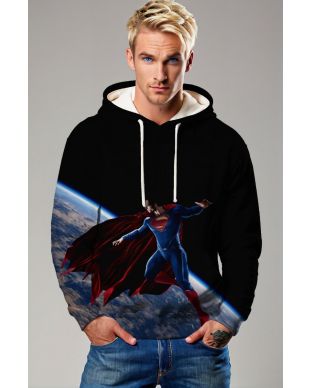 Orbital Justice Hoodie – Black & Blue Superman Pullover
