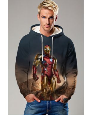 Arc Core Hoodie – Gold & Red Iron Man Battle Pullover