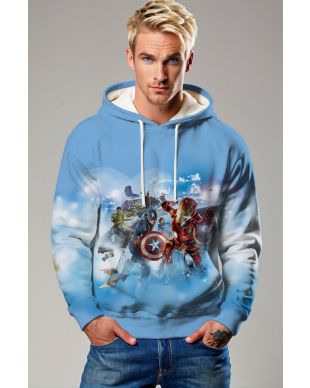 Sky Heroes Hoodie – Blue Chibi Avengers Pullover