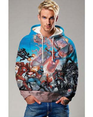 Civil Clash Hoodie – Avengers Showdown in Blue