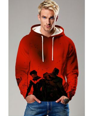 Crimson Knight Bond Hoodie – Batman & Nightwing Red Shadow