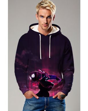 Miles Morales Shadow Drop Hoodie – Purple Heroic Energy