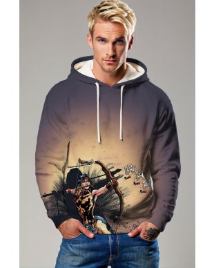 Danielle Moonstar: Dynamic Comic-Inspired Hoodie in Charcoal Gray