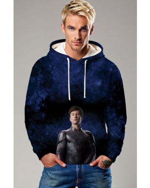 The Druig Hoodie in deep blue showcases the commanding presence of Druig