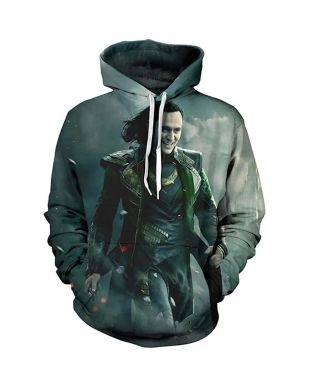 Loki Ki Mens Printed Green Marvel Inspired Hoodie Green