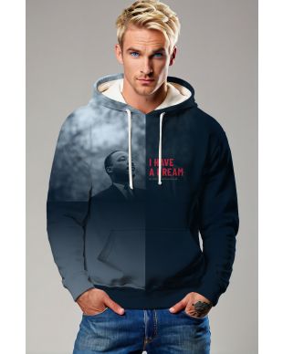 Comfortable Blue Martin Luther King Graphic Hoodie