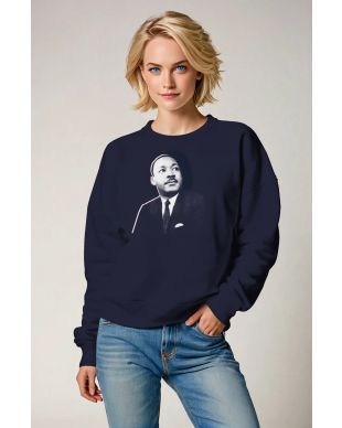 Martin Luther King Comfy Relaxed Fit Dark Blue Printed Crew Neck Sweatshirt