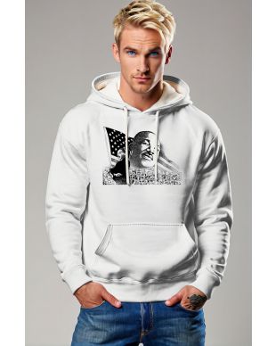 White Martin Luther King Printed Soft Comfortable Hoodie