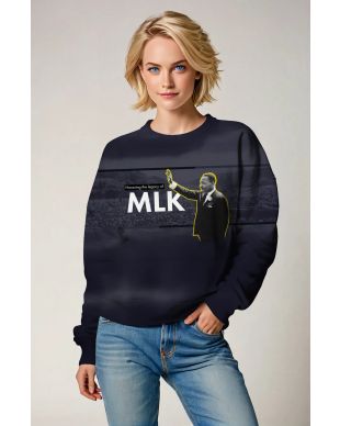 Martin Luther King Inspired Dark Blue Graphic Crewneck Sweatshirt