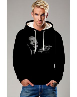 Street Style Martin Luther King Print Black Hoodie