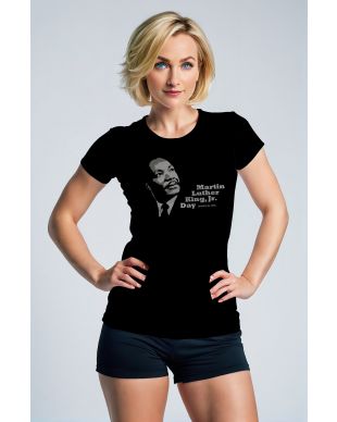 Street Style Martin Luther King Graphic Simple Cool Black TShirt