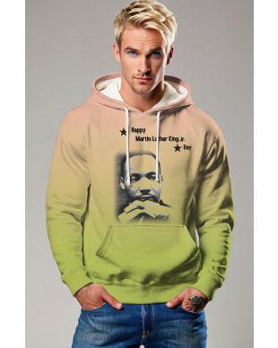 Comfortable Soft Gradient Green Martin Luther King Print Versatile Elegant Hoodie