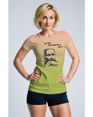Comfort Soft Gradient Green Martin Luther King Graphic Tee