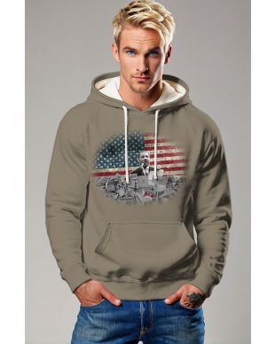 Street Style Martin Luther King Comfortable Loose Fit Khaki Hoodie