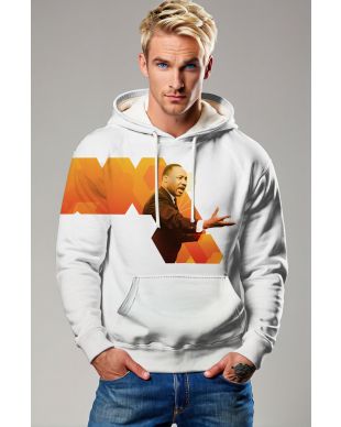 Avant Garde White Stylish Martin Luther King Graphic Hooded Shirt