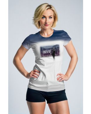 Gradient Blue Print Martin Luther King Inspirational Casual White TShirt