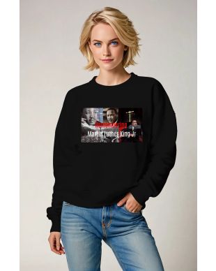 Minimalist Black Graphic Martin Luther King Fashionable Street Crewneck Sweatshirt