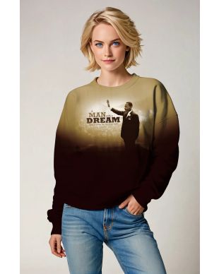 Gradient Brown Martin Luther King Inspirational Casual Comfort Crewneck Sweatshirt
