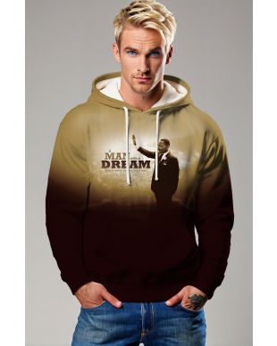 Gradient Brown Martin Luther King Casual Comfortable Printed Hoodie