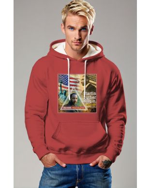 Trendy Fun Retro Red Martin Luther King Printed Elegant Hoodie