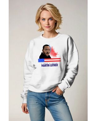 Martin Luther King Graphic White Crewneck Sweatshirt