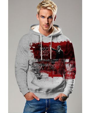 Martin Luther King Red Print Stylish Hoodie