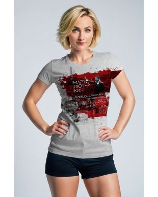Martin Luther King Red Print Street Style Cool Grey TShirt