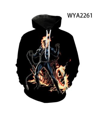 Movie Ghost Rider Print Hoodie Unisex Everyday Wear