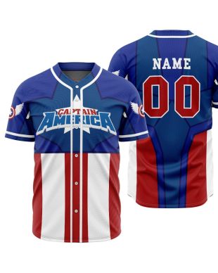 Personalized Captain America Marvel Baseball Jersey