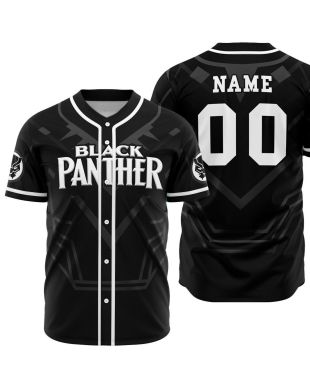 Personalized Black Panther Marvel Baseball Jersey