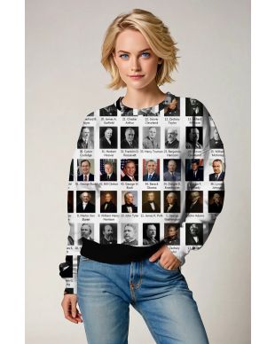 Presidential Portrait Graphic Sweatshirt Black and White Comfortable Crewneck