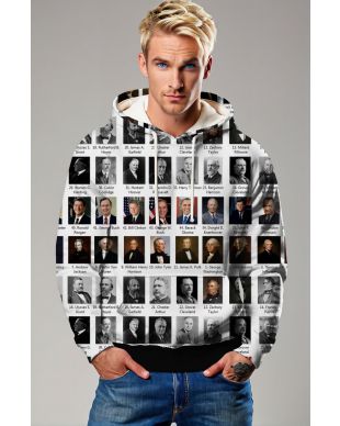 Presidential Portrait Black and White Hoodie Comfort Fit White Background