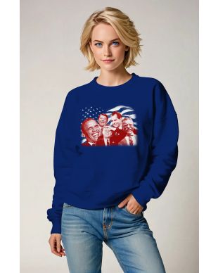 Presidential Memorial Blue Red Realistic Portrait Crewneck Sweater
