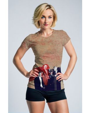 Vintage Cool Red Blue Presidential Portrait Khaki TShirt