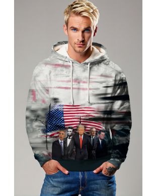 Presidential Memorial Streetwear Hoodie Black and White Print